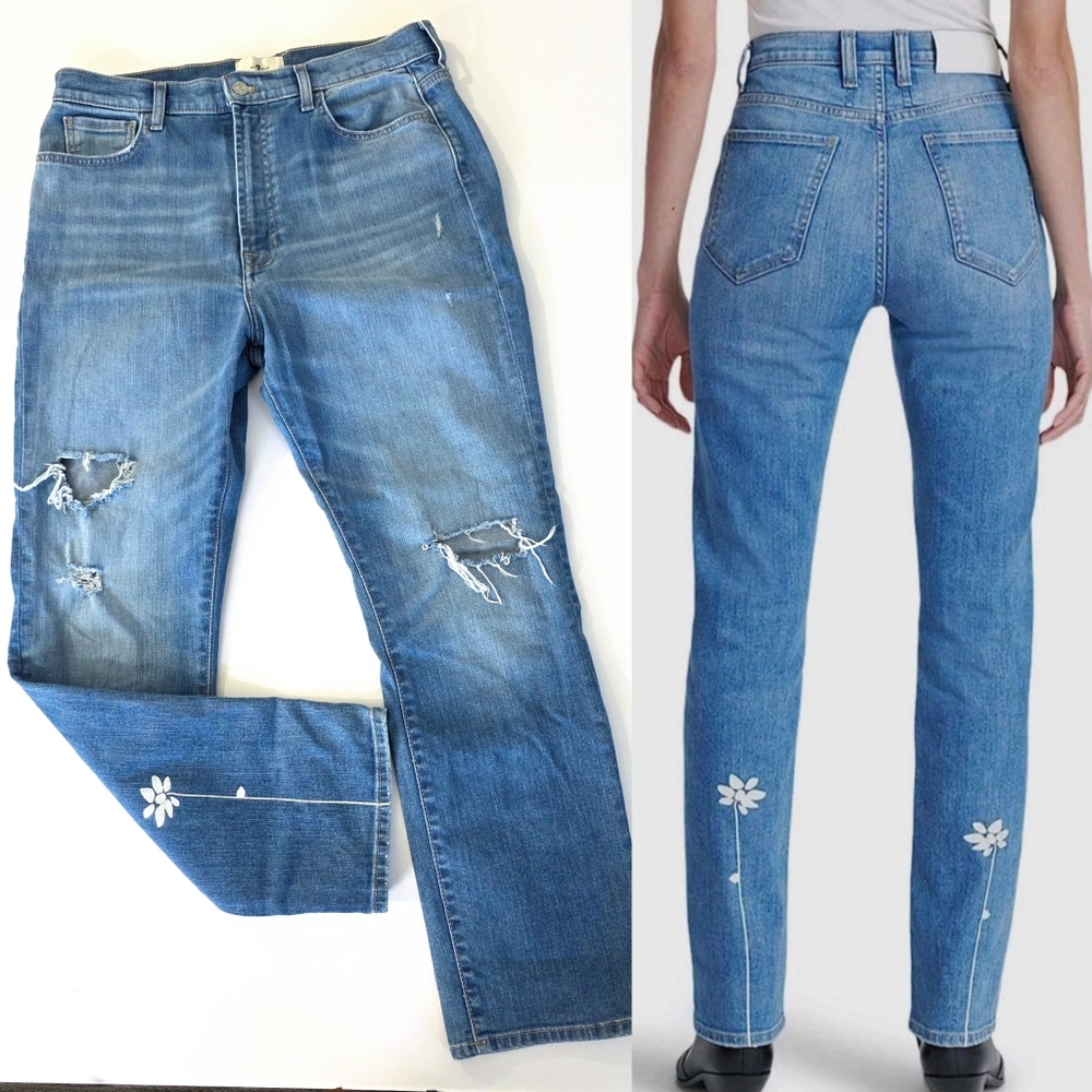 7 For All Mankind Jeans Slim Fit Daisy Spring Jeans Distressed Pants 31 Light